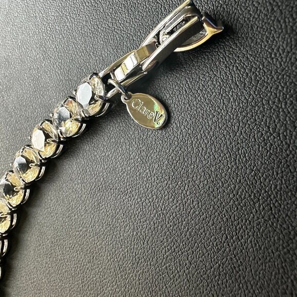Clare V Stone Tennis Bracelet - Clear/Rhodium - Picture 6 of 8